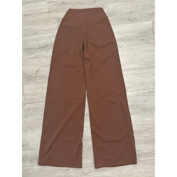 PHERO MOVEMENT Pants - Brown High Waisted Wide Leg Pants Small New Athleisure Gym Yoga